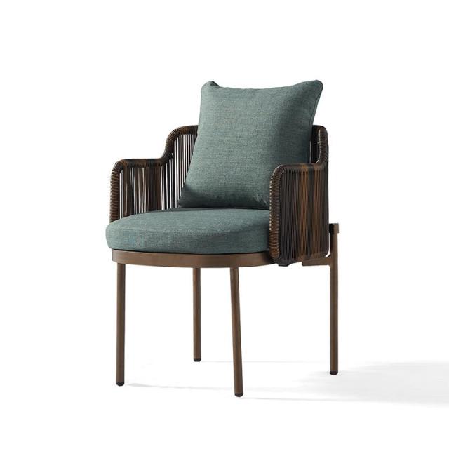 Weather-Resistant Outdoor Dining Chair with Aluminum Frame and PE Rattan, Featuring 50mm Thick High-Density Foam Cushion