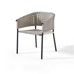 Gray Outdoor Patio Dining Chair with Aluminum Frame and Olefin Weave