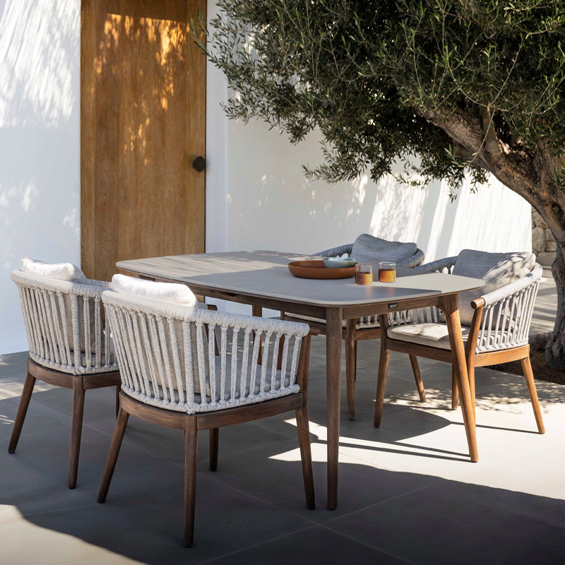 SOF Weather-Resistant Outdoor Dining Chair with Aluminum Frame, Olefin Weave, and 50mm Thick High-Density Foam Cushion