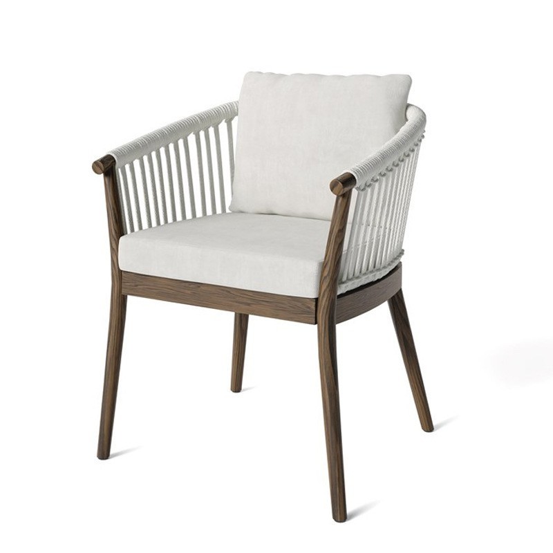 SOF Weather-Resistant Outdoor Dining Chair with Aluminum Frame, Olefin Weave, and 50mm Thick High-Density Foam Cushion