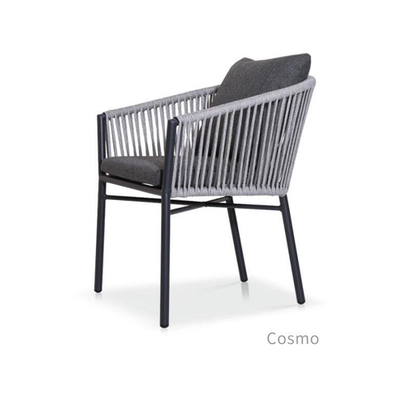 Outdoor Garden Dining Chair - Aluminum Alloy Frame, Olefin Webbing, High-Rebound Plush Cotton Cushions with Waterproof Treatment