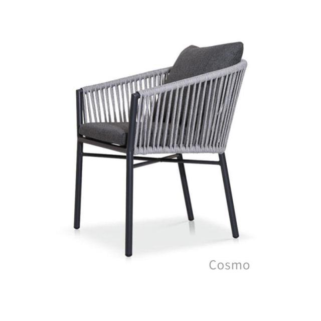Outdoor Garden Dining Chair - Aluminum Alloy Frame, Olefin Webbing, High-Rebound Plush Cotton Cushions with Waterproof Treatment