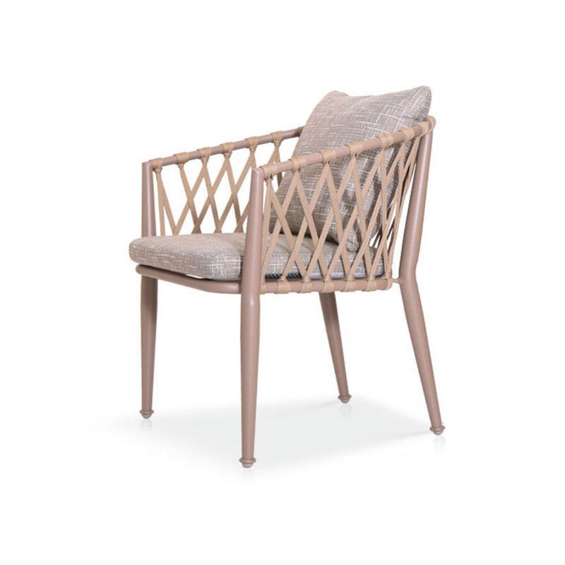 Waterproof Outdoor Dining Chair - Aluminum Alloy, Olefin Webbing, and High-Rebound Plush Cotton Cushions