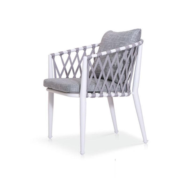 Waterproof Outdoor Dining Chair - Aluminum Alloy, Olefin Webbing, and High-Rebound Plush Cotton Cushions