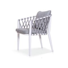 Waterproof Outdoor Dining Chair - Aluminum Alloy, Olefin Webbing, and High-Rebound Plush Cotton Cushions