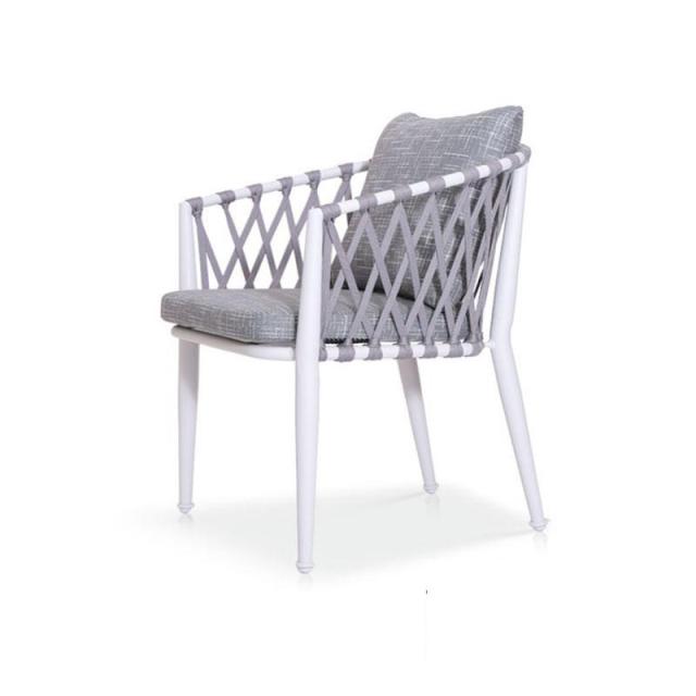 Waterproof Outdoor Dining Chair - Aluminum Alloy, Olefin Webbing, and High-Rebound Plush Cotton Cushions