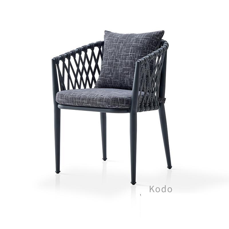 Waterproof Outdoor Dining Chair - Aluminum Alloy, Olefin Webbing, and High-Rebound Plush Cotton Cushions