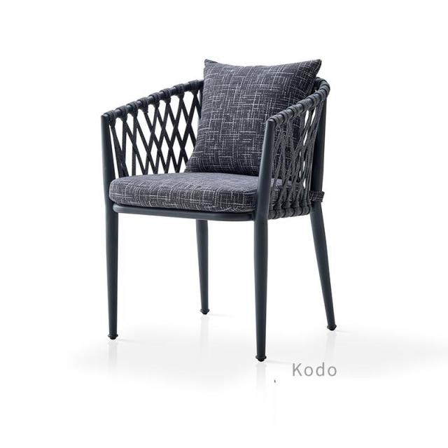 Waterproof Outdoor Dining Chair - Aluminum Alloy, Olefin Webbing, and High-Rebound Plush Cotton Cushions