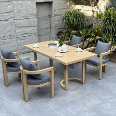 SOF Outdoor Table with Teak-Like Finish - Seating for 8, All-Aluminum Frame