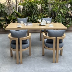 SOF Outdoor Table with Teak-Like Finish - Seating for 8, All-Aluminum Frame