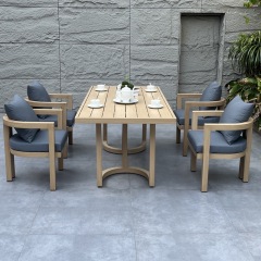 SOF Outdoor Table with Teak-Like Finish - Seating for 8, All-Aluminum Frame