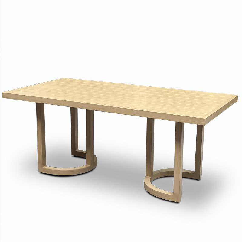 SOF Outdoor Table with Teak-Like Finish - Seating for 8, All-Aluminum Frame