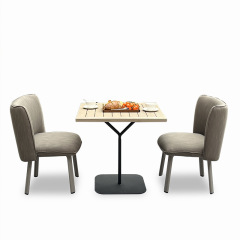 SOF Modern Minimalist Outdoor Dining Table and Chair Set - Elegant Teak Design for Serene Outdoor Living