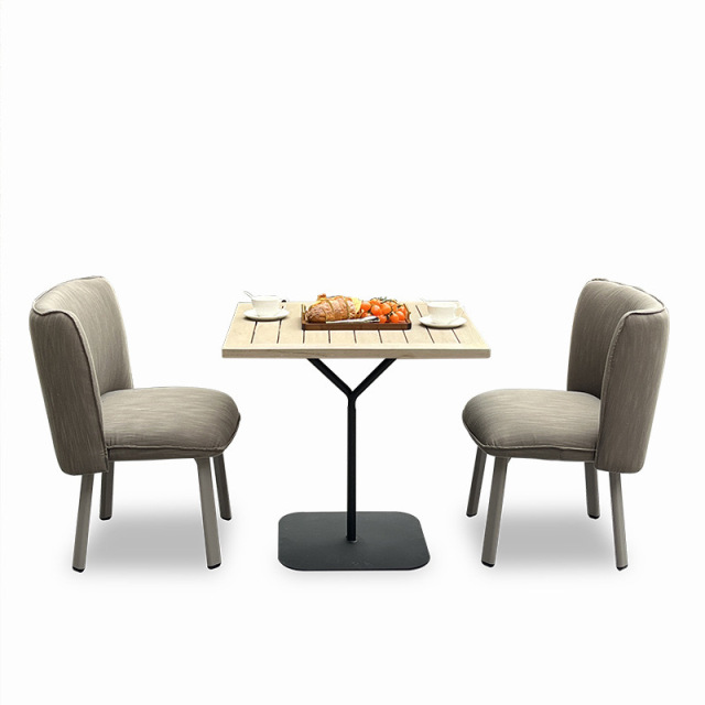 SOF Modern Minimalist Outdoor Dining Table and Chair Set - Elegant Teak Design for Serene Outdoor Living