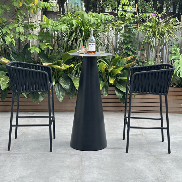 SOF Stylish Aluminum Alloy Outdoor Bar Table and Chair Set - Durable Comfort for Relaxed Gatherings