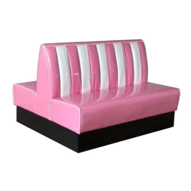 SOF Vibrant 1950s Retro Pink Double-Sided Channel Booth: Ideal for Cozy Restaurant Settings