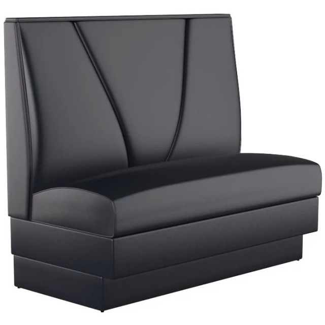 SOF Chic All-Black V-Back Single-Sided Double Booth for Contemporary Dining Made in China