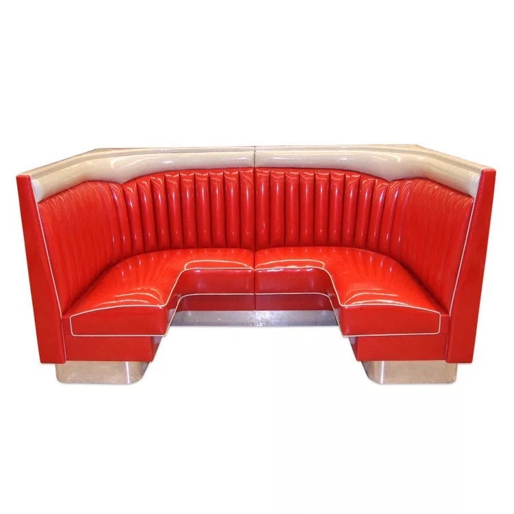 SOF Charming 1950s American Retro Leather Restaurant Booth: Spacious U-Shape Designed for Comfort and Style Made in China