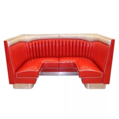 SOF Charming 1950s American Retro Leather Restaurant Booth: Spacious U-Shape Designed for Comfort and Style Made in China