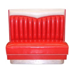 SOF Nostalgic 1950s Retro Leather Booth Sofa with Stainless Steel Base for Restaurants
