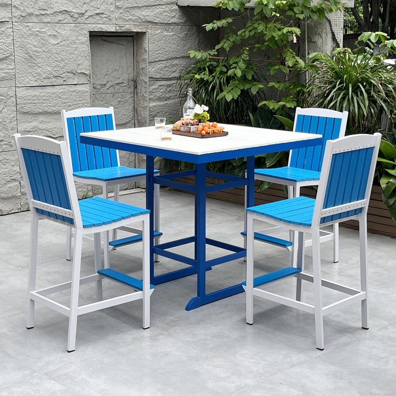 SOF Durable & Elegant Mediterranean Plastic-Wood High Bar Table for Outdoor Spaces