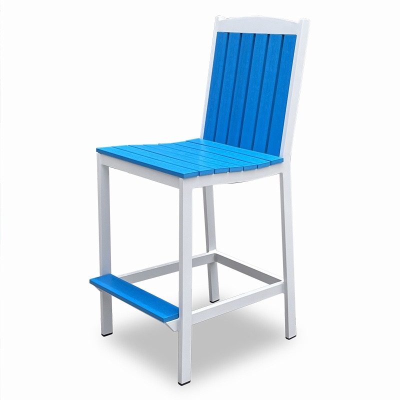 SOF Premium Mediterranean-Style Outdoor Aluminum Bar Stool with Corrosion-Resistant Plastic-Wood Seat
