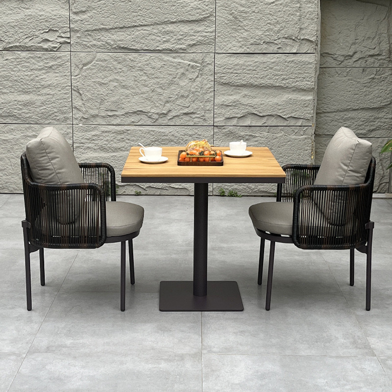 SOF South American Teak Top with Black Metal Leg- Stylish Outdoor Dining Table for Modern Elegance Made in China