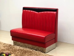 SOF Nostalgic 1950s Retro Leather Booth Sofa with Stainless Steel Base for Restaurants
