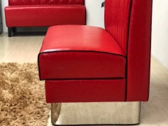 SOF Nostalgic 1950s Retro Leather Booth Sofa with Stainless Steel Base for Restaurants