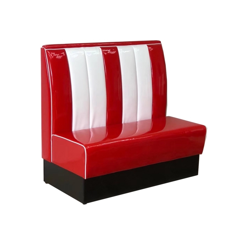 SOF Stylish 1950s Retro Style Restaurant 7-Channel Booth Seating with Iconic Red and White Color Scheme