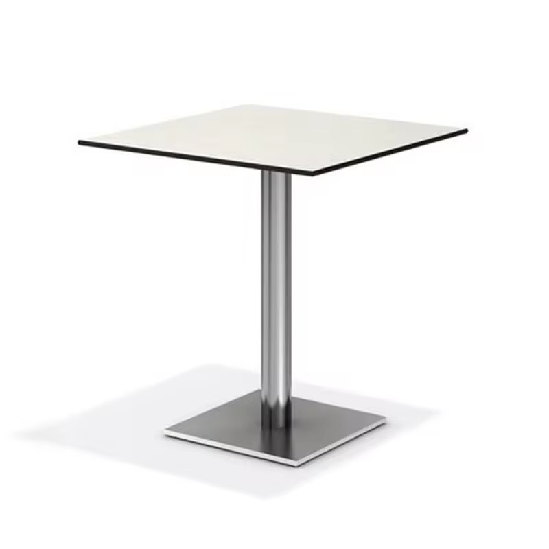 SOF Indoor/Outdoor Compact Tabletop Square Dining Table with Stainless Steel Legs for Restaurant