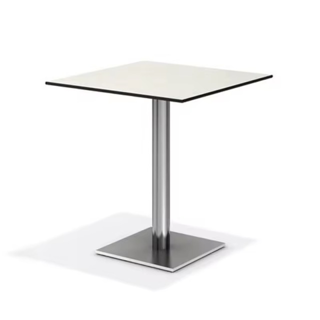 SOF Indoor/Outdoor Compact Tabletop Square Dining Table with Stainless Steel Legs for Restaurant