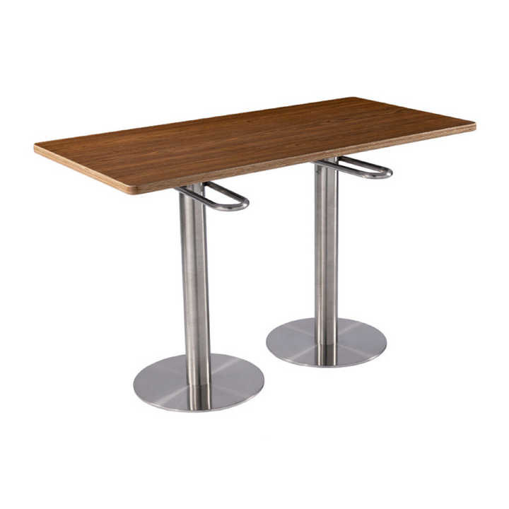 Stylish Restaurant Wooden Dining Table for 4 with Stainless Steel Legs and Convenient Hooks SOF-T27