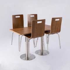 Stylish Restaurant Wooden Dining Table for 4 with Stainless Steel Legs and Convenient Hooks SOF-T27