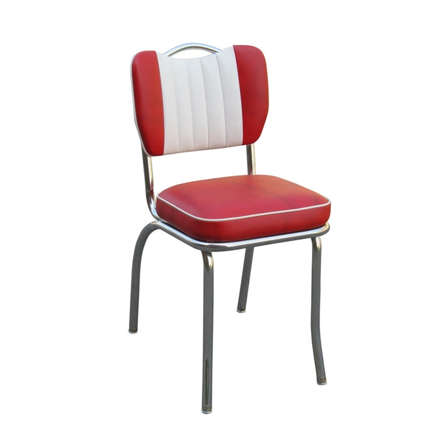 SOF Restaurant Dining Chair- Classic Comfort 1950s Inspired Stainless Steel Chair with Handle