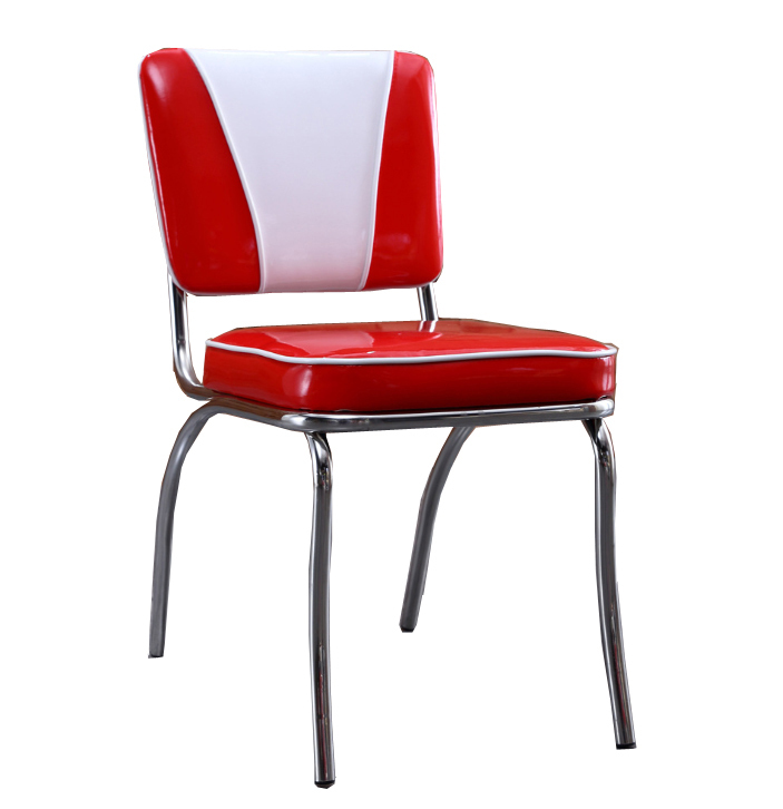 SOF Eye-Catching Comfort 1950s Style Glossy Red Cafe Restaurant Dining Chair