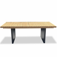 SOF Luxury Faux Wood Aluminum Alloy Outdoor Dining Table for Year-Round Use