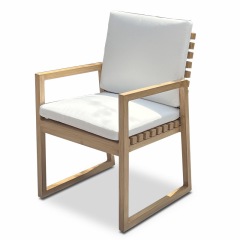 SOF Comfortable Aluminum Outdoor Dining Chair with Cushions and Faux Wood Design