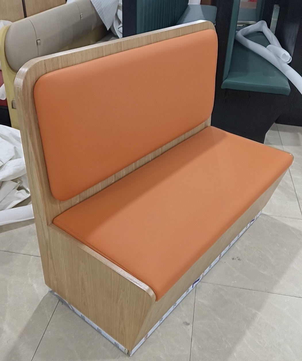 SOF Restaurant Indoor Dining Booth Sofa with Leather Upholstery and Stainless Steel Base
