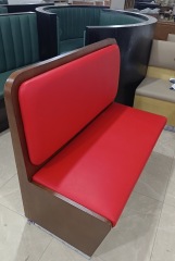SOF Restaurant Indoor Dining Booth Sofa with Leather Upholstery and Stainless Steel Base