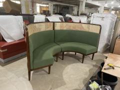 SOF Luxurious Restaurant Indoor Semi-Circular Solid Wood Booth Sofa with Rock Slab Dining Table Set Made in China