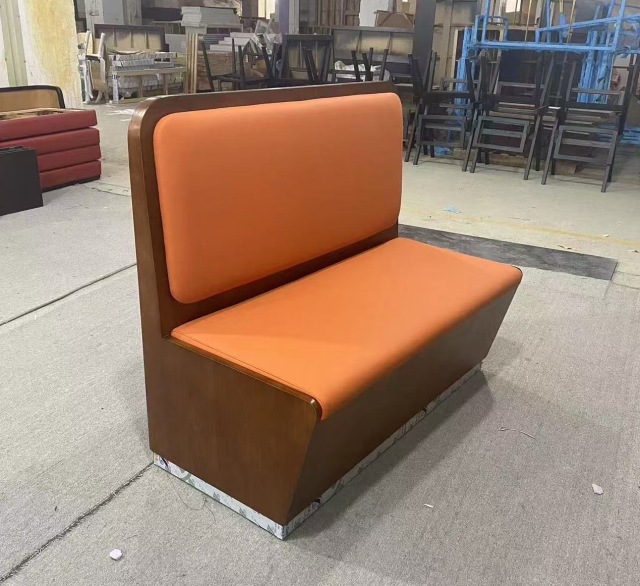 SOF Restaurant Indoor Dining Booth Sofa with Leather Upholstery and Stainless Steel Base