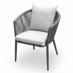SOF Outdoor Aluminum Dining Chairs with Olefin Rope Weaving and Waterproof Cushions