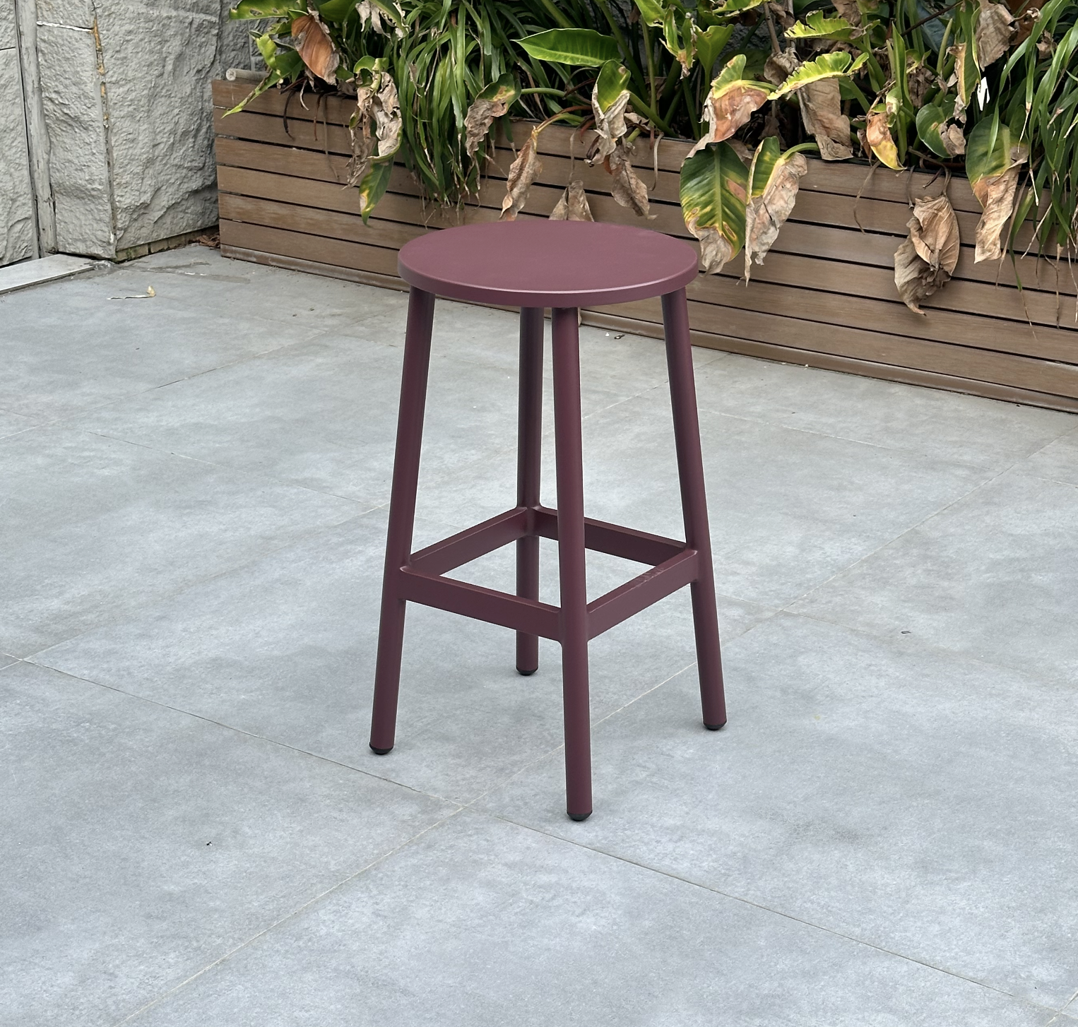 SOF Contemporary Aluminum High Stool with Footrest- Elegant Purple Design