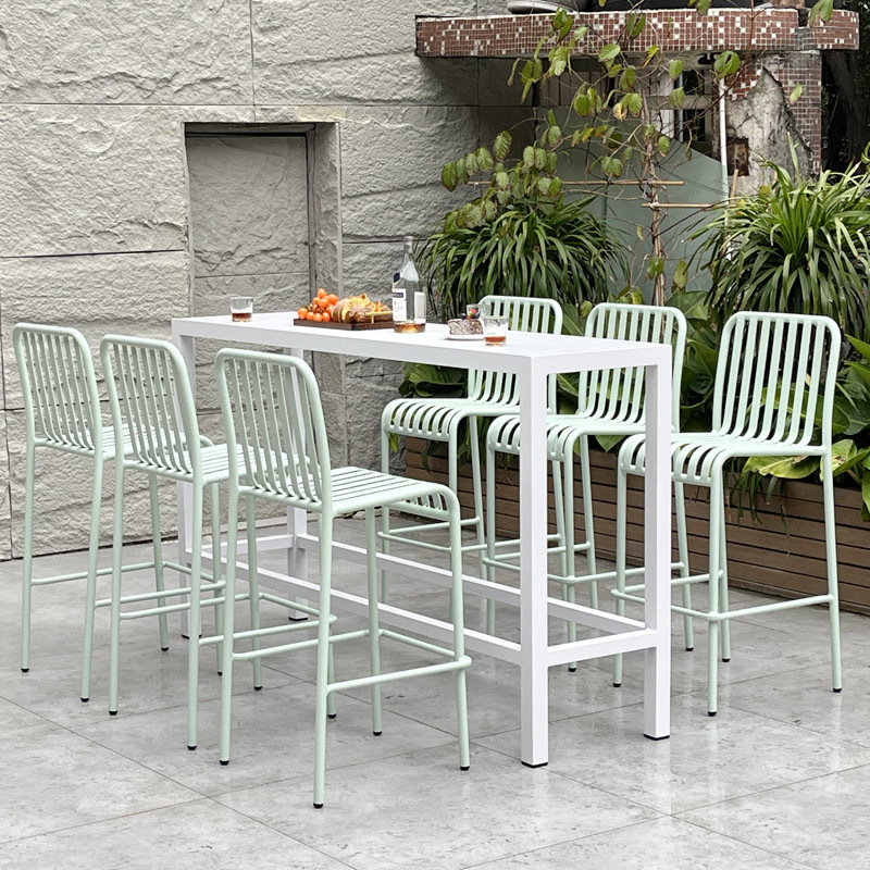 SOF Contemporary White Aluminum Alloy Outdoor Bar Table for Six