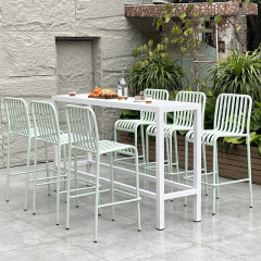 SOF Contemporary White Aluminum Alloy Outdoor Bar Table for Six