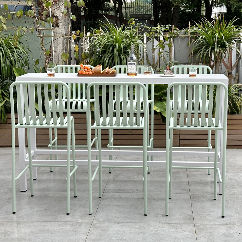 SOF Contemporary White Aluminum Alloy Outdoor Bar Table for Six