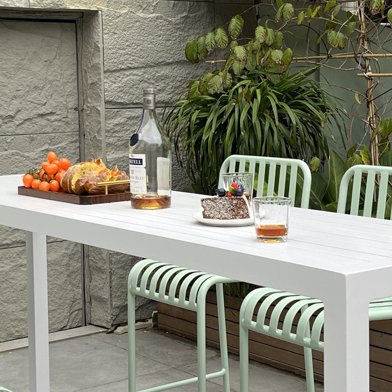 SOF Contemporary White Aluminum Alloy Outdoor Bar Table for Six