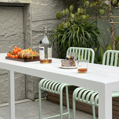 SOF Contemporary White Aluminum Alloy Outdoor Bar Table for Six