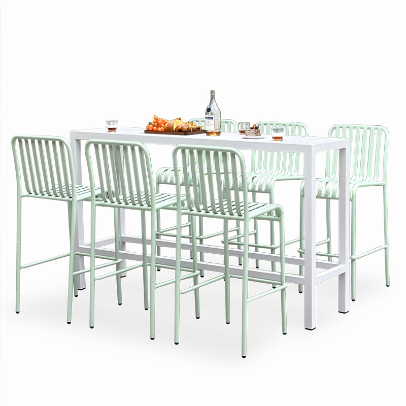 SOF Elegant Mint Green Bar Table and Chair Set for Outdoor Spaces